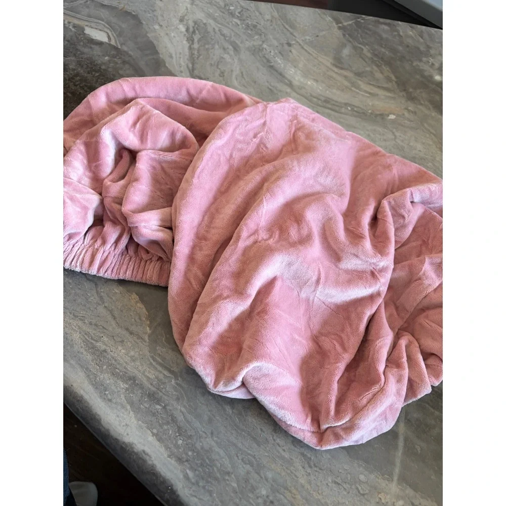 Pink Velvet Round Bar Stool Seat Covers Elastic Slipcovers Salon Office 2pc